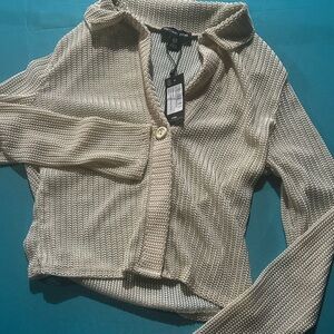 Pretty little thing Textured Cream and Beige Cardigan